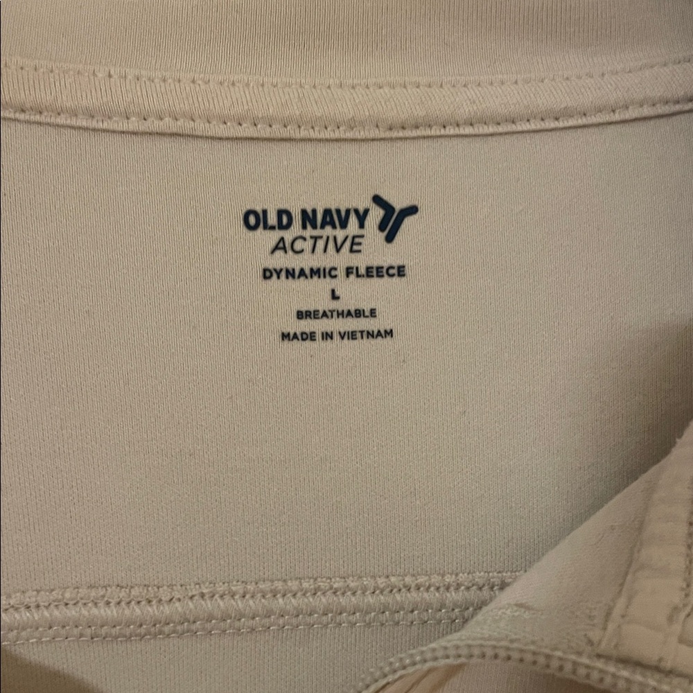 Old Navy Active Dynamic Fleece quarter zip Pullover - Cream and black. - Picture 2 of 4